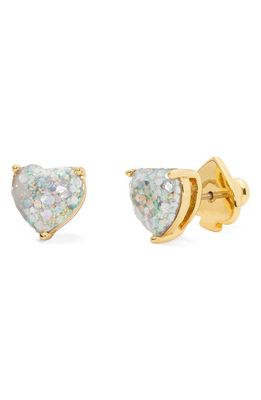 kate spade new york glitter heart stud earrings in Opal Glitter