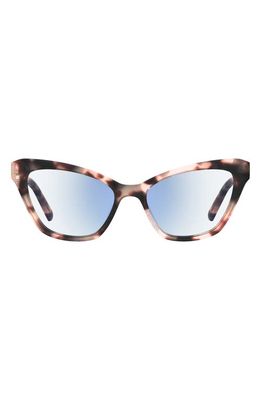 kate spade new york gracelyn 54mm blue light blocking cat eye reading glasses in Pink Havana/Demo Lens