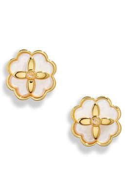 kate spade new york heritage bloom stud earrings in Cream/Gold