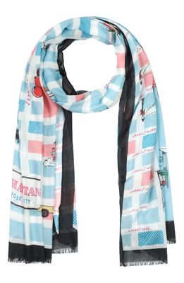 kate spade new york holiday map of new york oblong fringe scarf in Multi