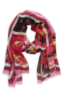 kate spade new york holiday rooftops oblong scarf in Pink/Red