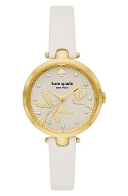 kate spade new york holland dragonfly leather strap watch