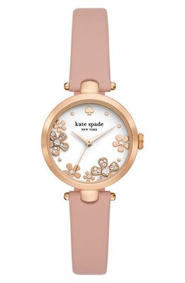kate spade new york holland rose leather strap watch