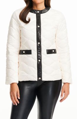 kate spade new york imitation pearl snap quilted jacket in Cream