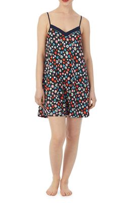 kate spade new york lace trim print chemise in Blue/Ditsy