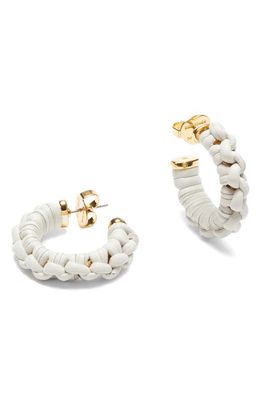 kate spade new york leather woven hoop earrings in French Cream