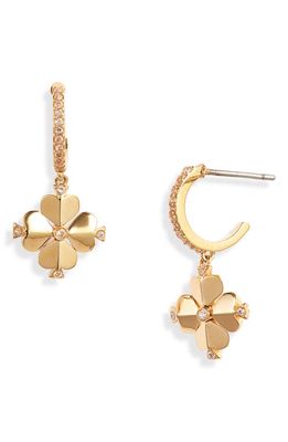 kate spade new york legacy logo drop earrings in Clear/Gold