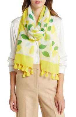 kate spade new york lemon toss oblong cotton & silk scarf in Cream
