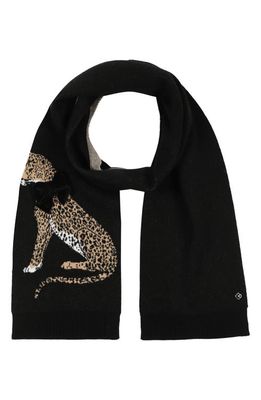 kate spade new york leopard critter velvet bow metallic wool blend scarf in Black