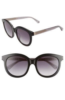 kate spade new york lillian 53mm round sunglasses in Black/Dark Grey