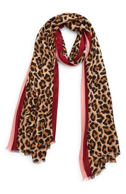 kate spade new york lovely leopard oblong scarf in Roasted Cashew