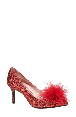 kate spade new york marabou pointed toe pump in Engine Red