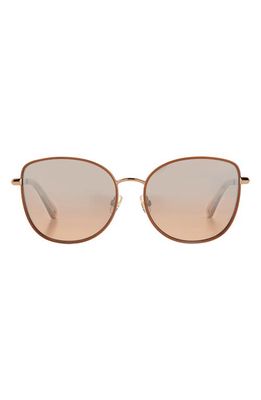 kate spade new york maryam 56mm gradient polarized cat eye sunglasses in Red Gold/Silver Mirror Brown