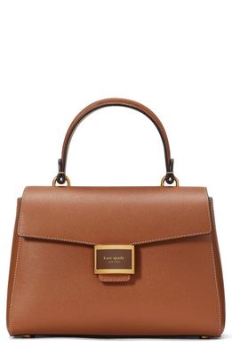 kate spade new york medium katy textured leather top handle bag in Allspice Cake