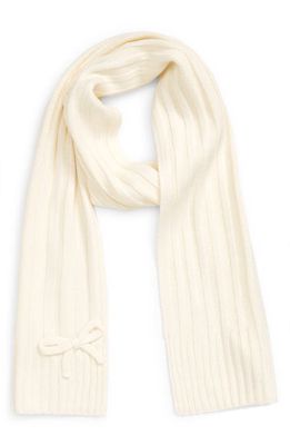 kate spade new york metallic bow knit scarf in French Cream