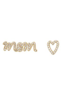 kate spade new york mom pavé mismatched stud earrings in Clear/Gold