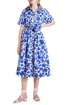 kate spade new york montauk zigzag floral stretch cotton shirdress in Blueberry