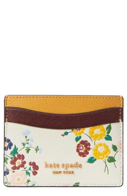kate spade new york morgan cluster floral embossed card case in Halo White Multi