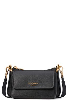 kate spade new york morgan double up saffiano leather crossbody bag in Black