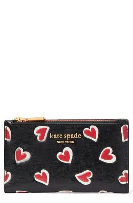 kate spade new york morgan stencil hearts embossed wallet in Black Multi.