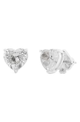 kate spade new york my love cubic zirconia heart stud earrings in Clear/Silver