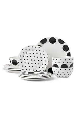 kate spade new york On the Dot 12-Piece Stoneware Dinnerware Set in Black/White