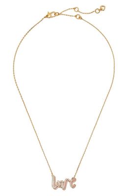 kate spade new york pavé love pendant necklace in Pink/Gold