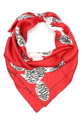 kate spade new york poodles silk square scarf in Engine Red