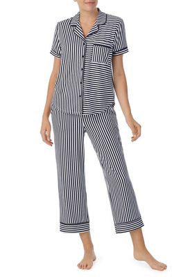 kate spade new york print crop pajamas in Dark Blue/Stripe