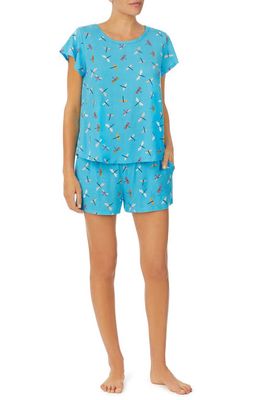 kate spade new york print short sleeve boxer pajamas in Blue Prt