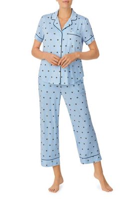 kate spade new york print short sleeve crop pajamas in Blue Stp