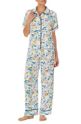 kate spade new york print short sleeve pajamas in Wht Novl
