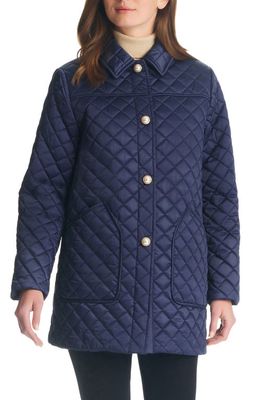 kate spade new york quilted snap jacket in Midnight Navy