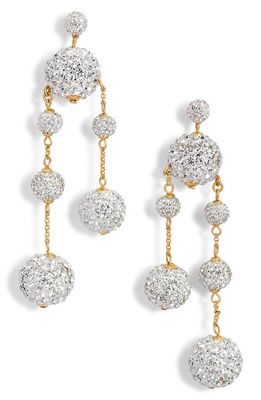 kate spade new york razzle dazzle asymmetrical drop earrings in Clear/Worn Gold