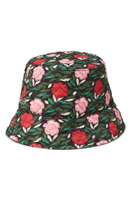 kate spade new york rose garden print bucket hat in Black
