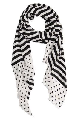 kate spade new york sailing stripe twill scarf in Parchment