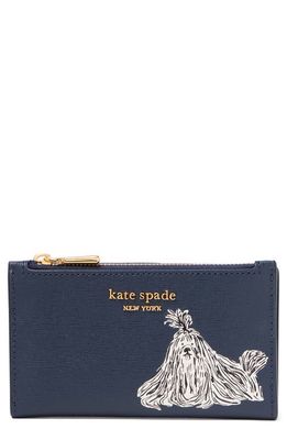 kate spade new york Scrappy Sheepdog Leather Bifold Wallet in Blazer Blue Multi