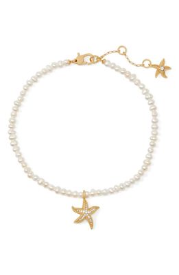 kate spade new york sea star pearl anklet in Gold/Clear Multi