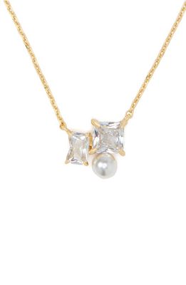 kate spade new york set in stone cluster pendant necklace in Clear/Gold