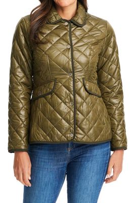 kate spade new york short quilted jacket in Olive
