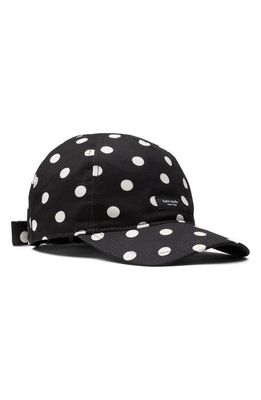 kate spade new york spaced picture polka dot bow detail cotton baseball cap in Black /Cream