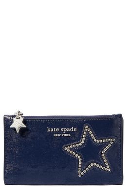 kate spade new york starlight embellished leather wallet in Navy Multi