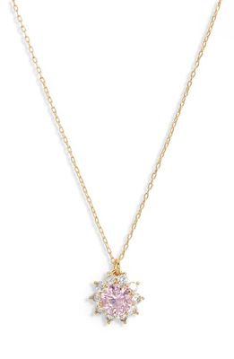 kate spade new york sunny crystal halo pendant necklace in Light Rose.