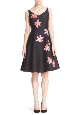 kate spade new york 'tiger lily' appliqué fit & flare dress in Black