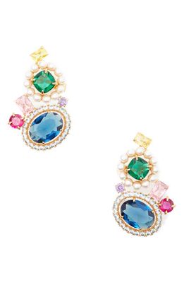 kate spade new york victoria crystal & imitation pearl statement climber earrings in Pink Multi