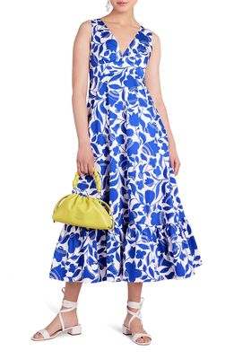 kate spade new york zigzag floral stretch cotton dress in Blueberry