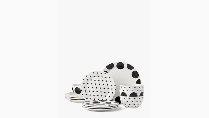 Kate Spade On The Dot 12-Piece Assorted Dinnerware Set, White