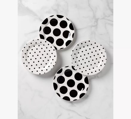 Kate Spade On The Dot 4-Piece Accent Plate Set, White