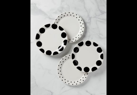 Kate Spade On The Dot 4-Piece Dinner Plate Set, White