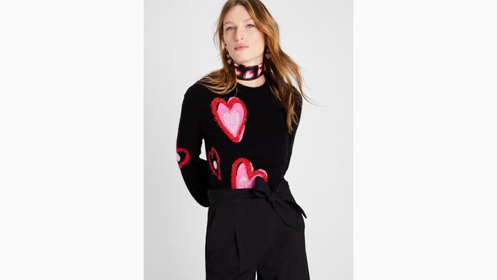 Kate Spade Overlapping Hearts Sweater, Black